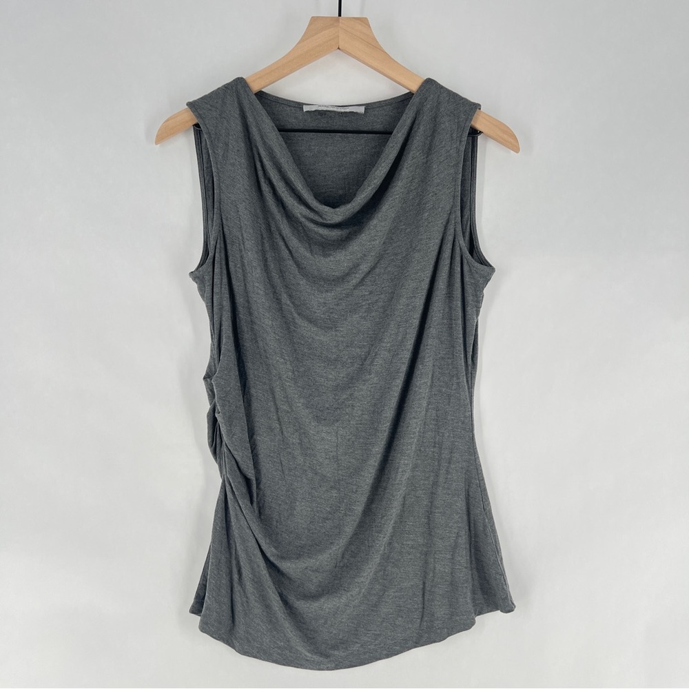 Marc New York Womens Size S Gray Stretch Gathered Sides Sleeveless Cowl Neck Top